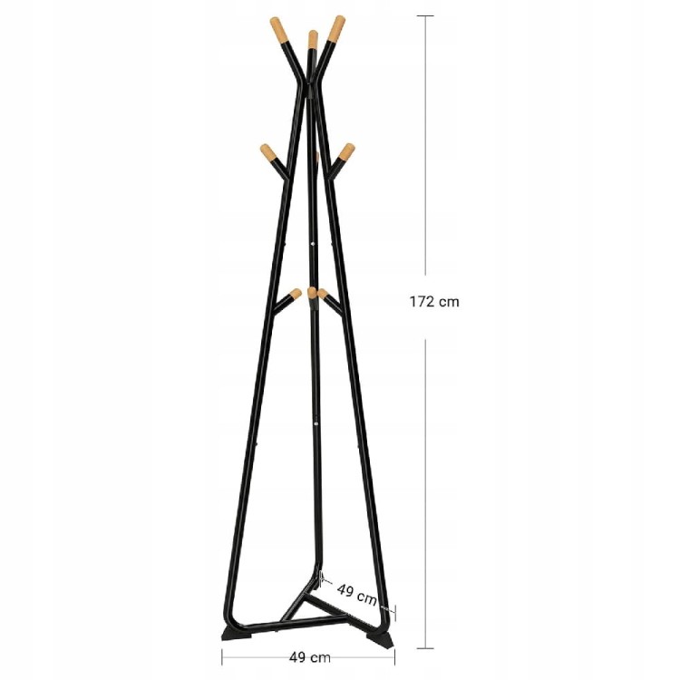Wieszak na ubrania - wysokość: 172 cm  długość: 49 cm  szerokość: 49 cm.