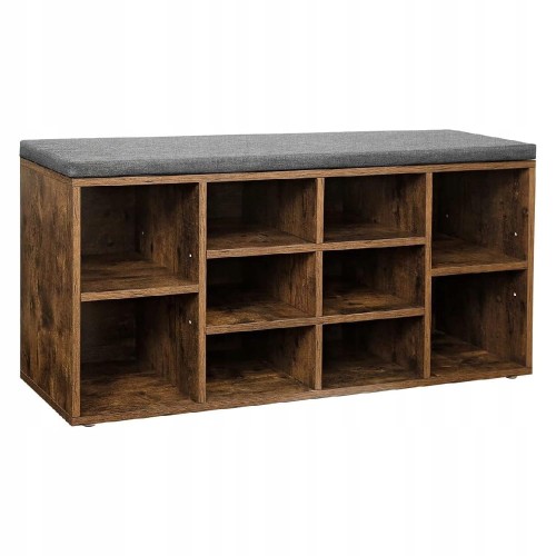 Szafka na buty z siedziskiem ŁAWKA 104x48x30 cm PÓŁKA odcienie brązu.