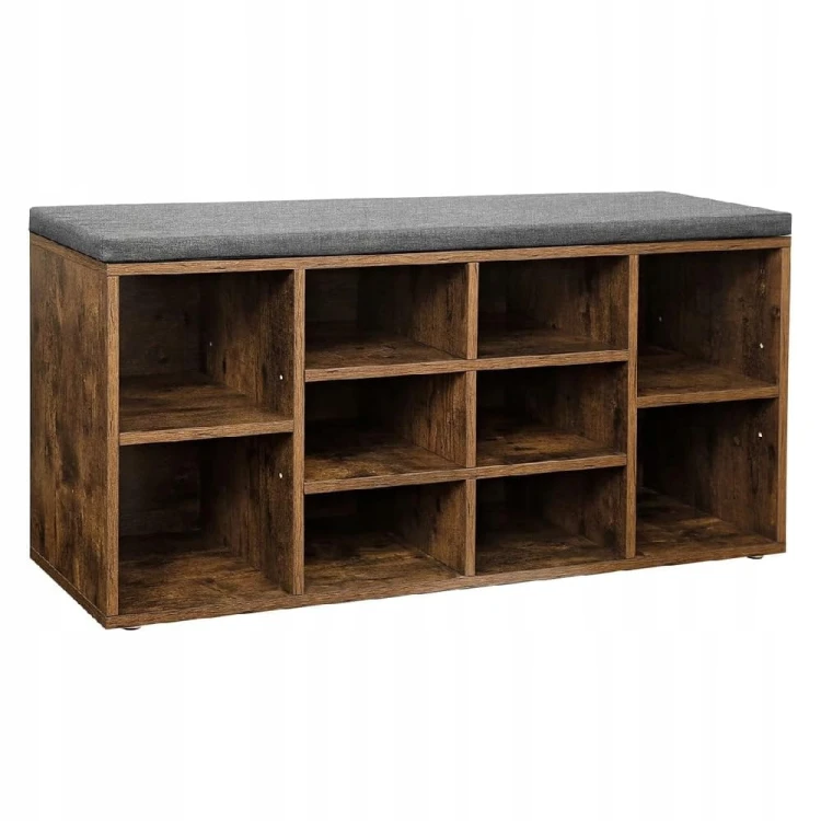 Szafka na buty z siedziskiem ŁAWKA 104x48x30 cm PÓŁKA odcienie brązu.