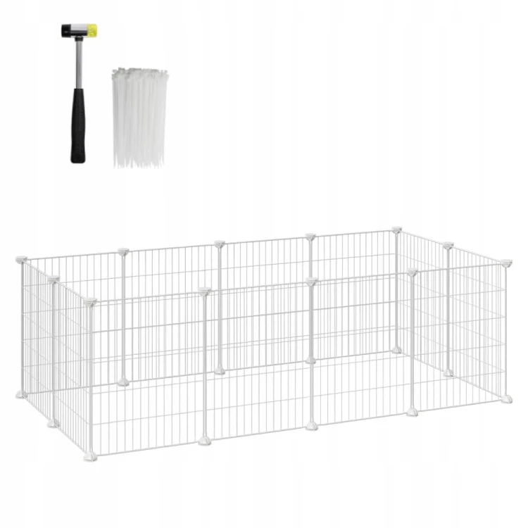 Klatka KOJEC DLA małych zwierząt zagroda 46x143x73 cm wybieg siatka BIAŁA.