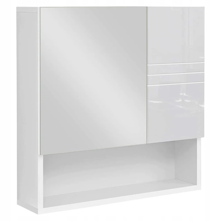 BBK129W01 – Szafka łazienkowa z lustrem 3-drzwiowa, 70x75 cm, biała.