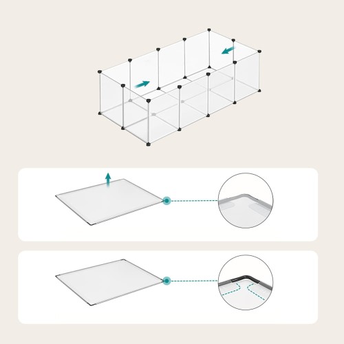 Możliwość łączenia ścianek zagrody w wyznaczonych polach.