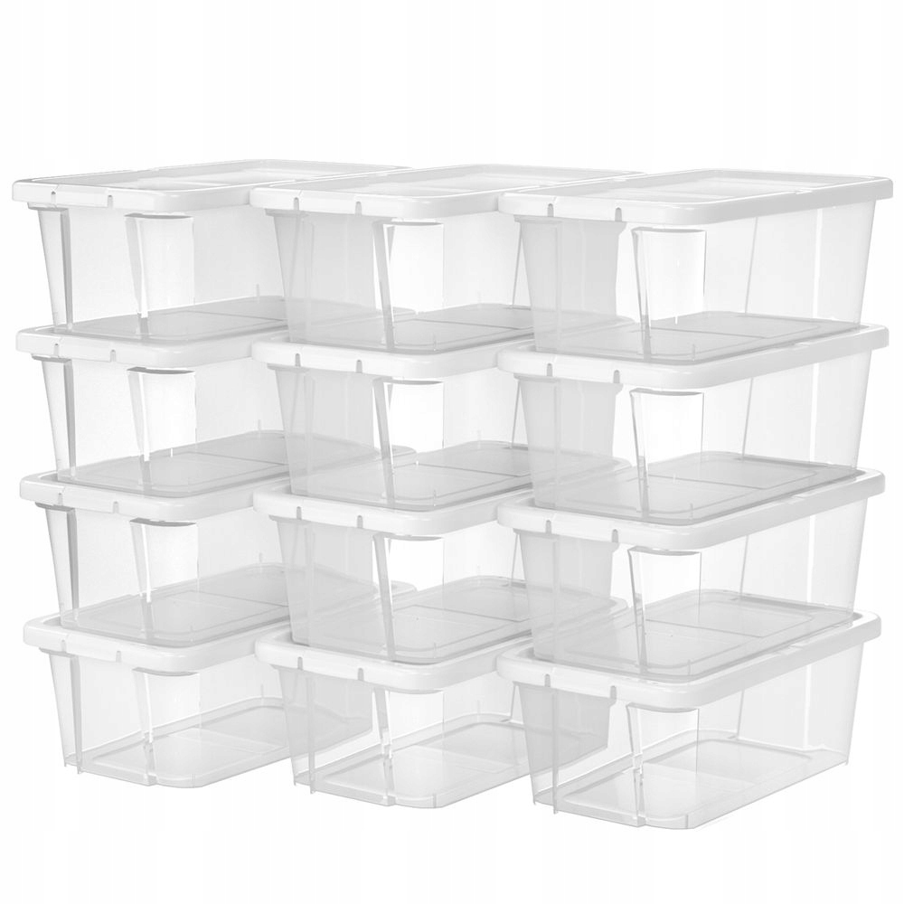 Pudełko do przechowywania NA BUTY z pokrywką 34,5x19,5x12,5cm 12 szt ZESTAW