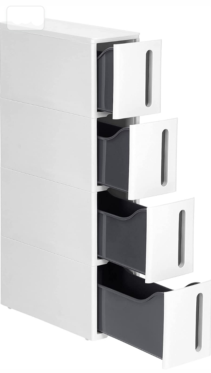 WĄSKI REGAŁ NA KÓŁKACH wnękowy 17 cm organizer z SZUFLADAMI
