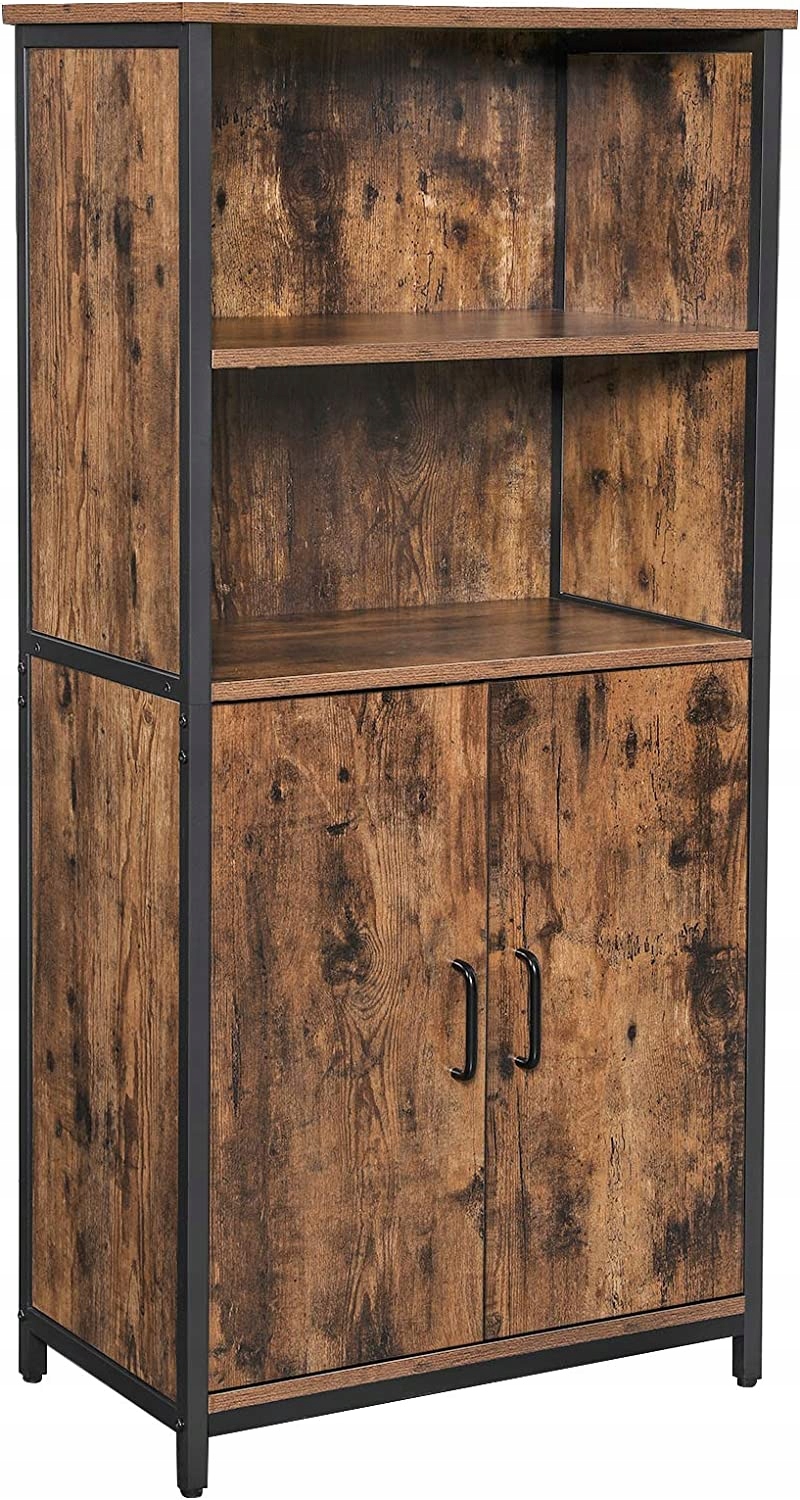 REGAŁ INDUSTRIALNY LOFT z SZAFKĄ i OTWARTYMI PÓŁKAMI VINTAGE METAL BRĄZ