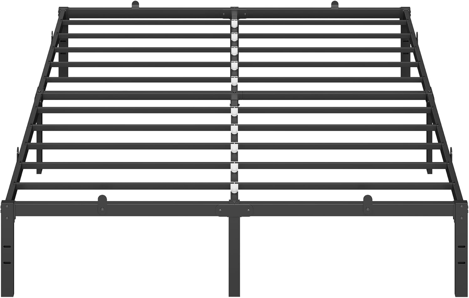 Rama Łóżka Metalowe Podwójne Ze Stelażem 160x200 cm CZARNY