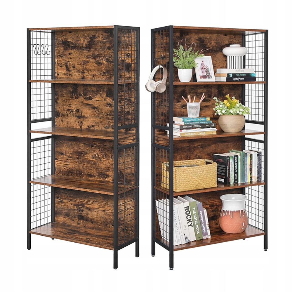 Regał BIUROWY KUCHENNY szafka 74x155x30 4 PÓŁKI vintage LOFT + 4 HACZYKI