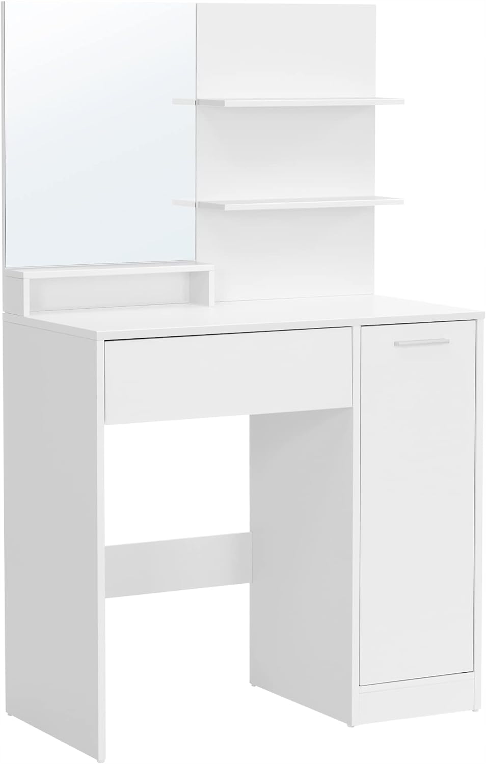 Toaletka do makijażu z lustrem 80x132x40 cm PÓŁKI SZAFKA SZUFLADA biała