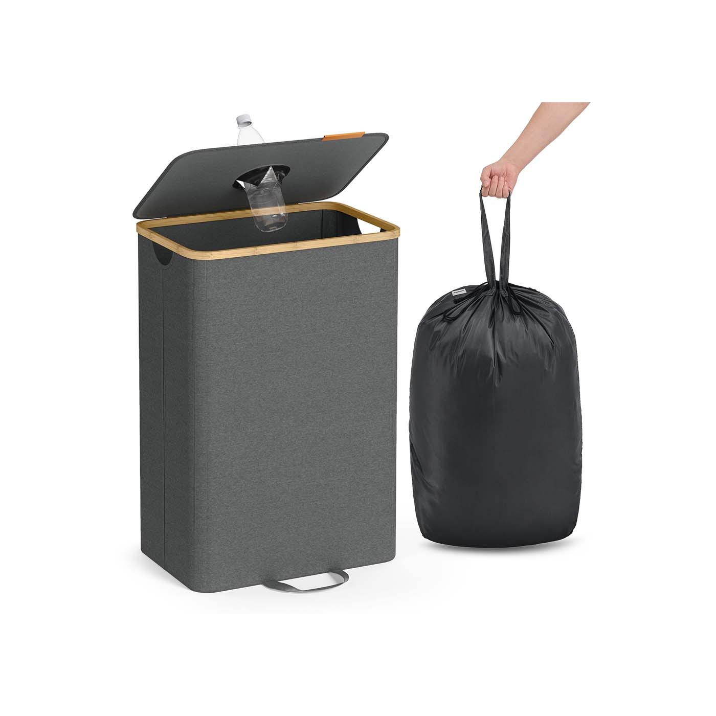 POJEMNIK NA BUTELKI 95L Z WOREM I OTWOREM 42x32,5x70,5 SZARY NATURALNY