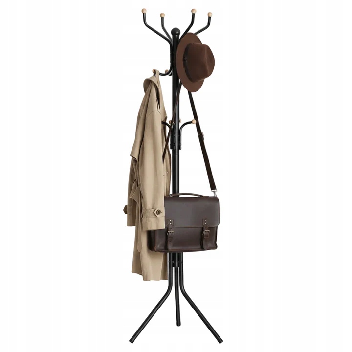 WIESZAK STOJĄCY 182 x 44 cm NA UBRANIA 12 HACZYKÓW METALOWY 3 poziomy