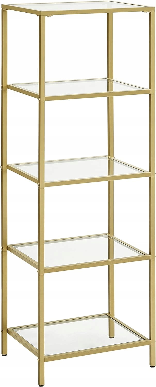 Regał z półkami GLAMOUR 40 cm x 124,5 cm x 30 cm złoty szafka szklana