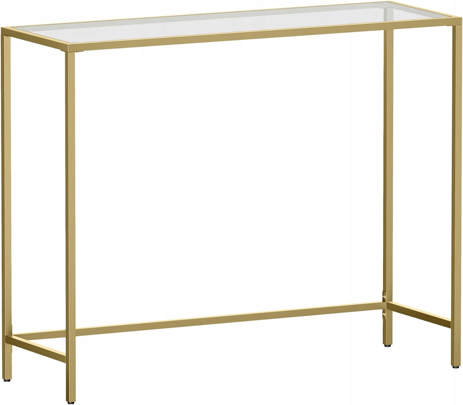 Stolik konsola GLAMOUR 100x80x35 cm ZŁOTY POŁYSK SZKŁO hartowane