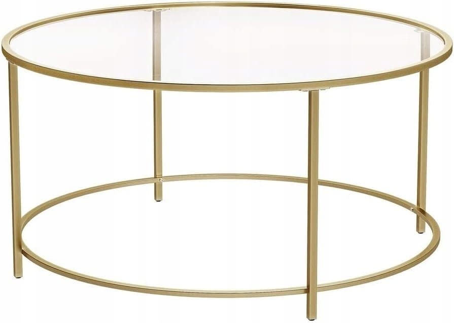 Stolik kawowy GLAMOUR okrągły SZKŁO hartowane 84 x 84 x 45,5cm ława ZŁOTY