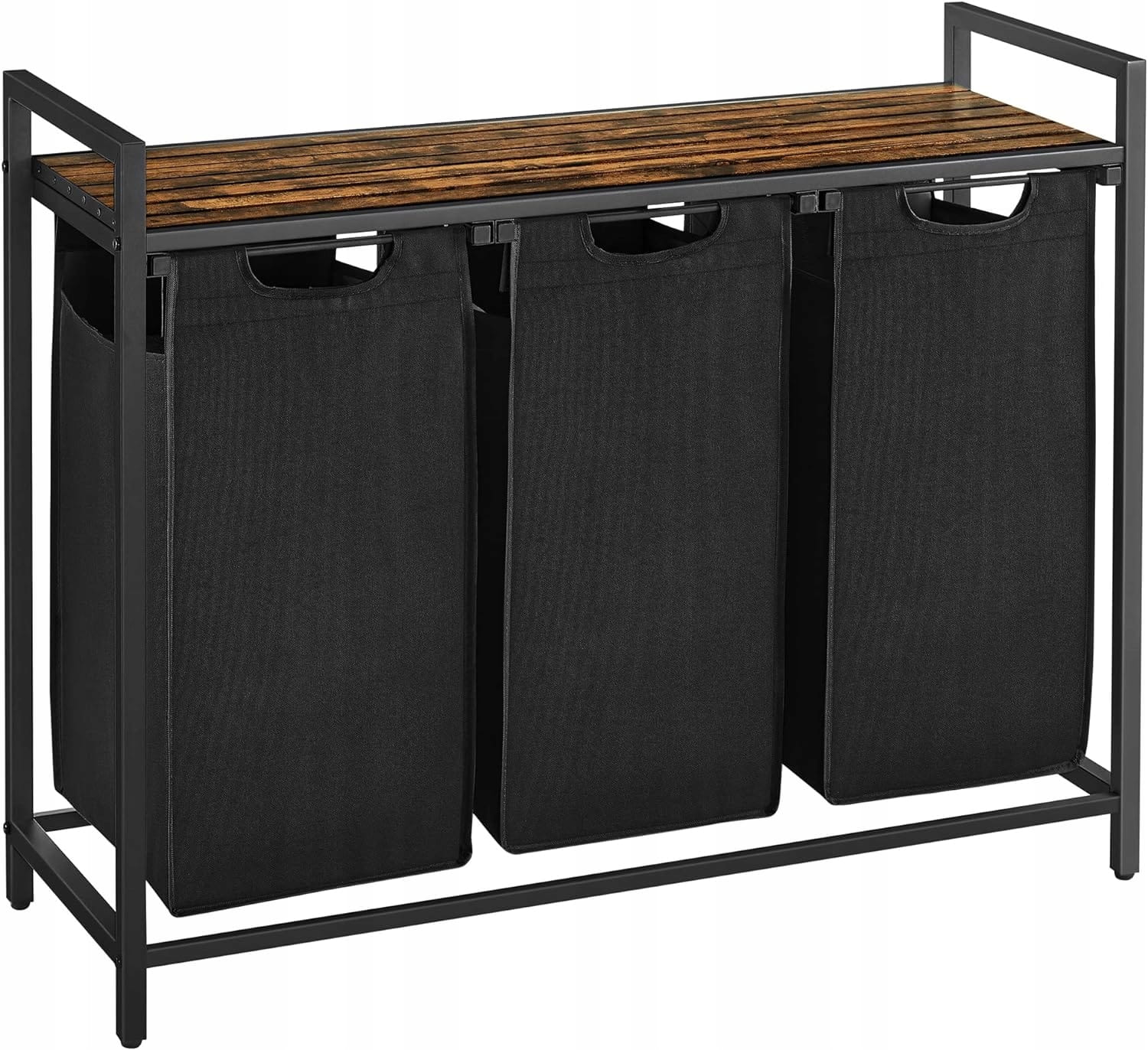 Kosz wolnostojący 3 PRZEGRÓDKI na pranie 3x38L 92,5x33x71 VINTAGE z półką