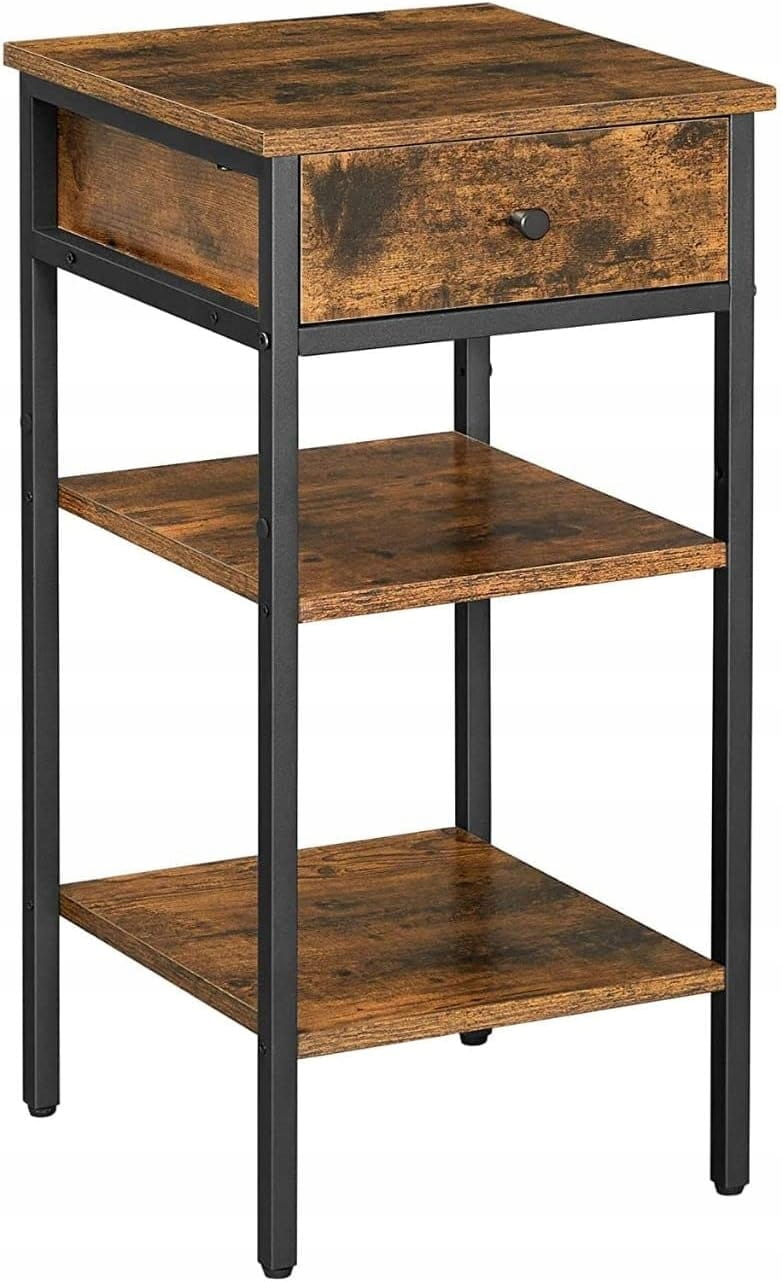 Stolik kawowy SZAFKA NOCNA z szufladą i półką KOMODA 35x35x70 vintage LOFT