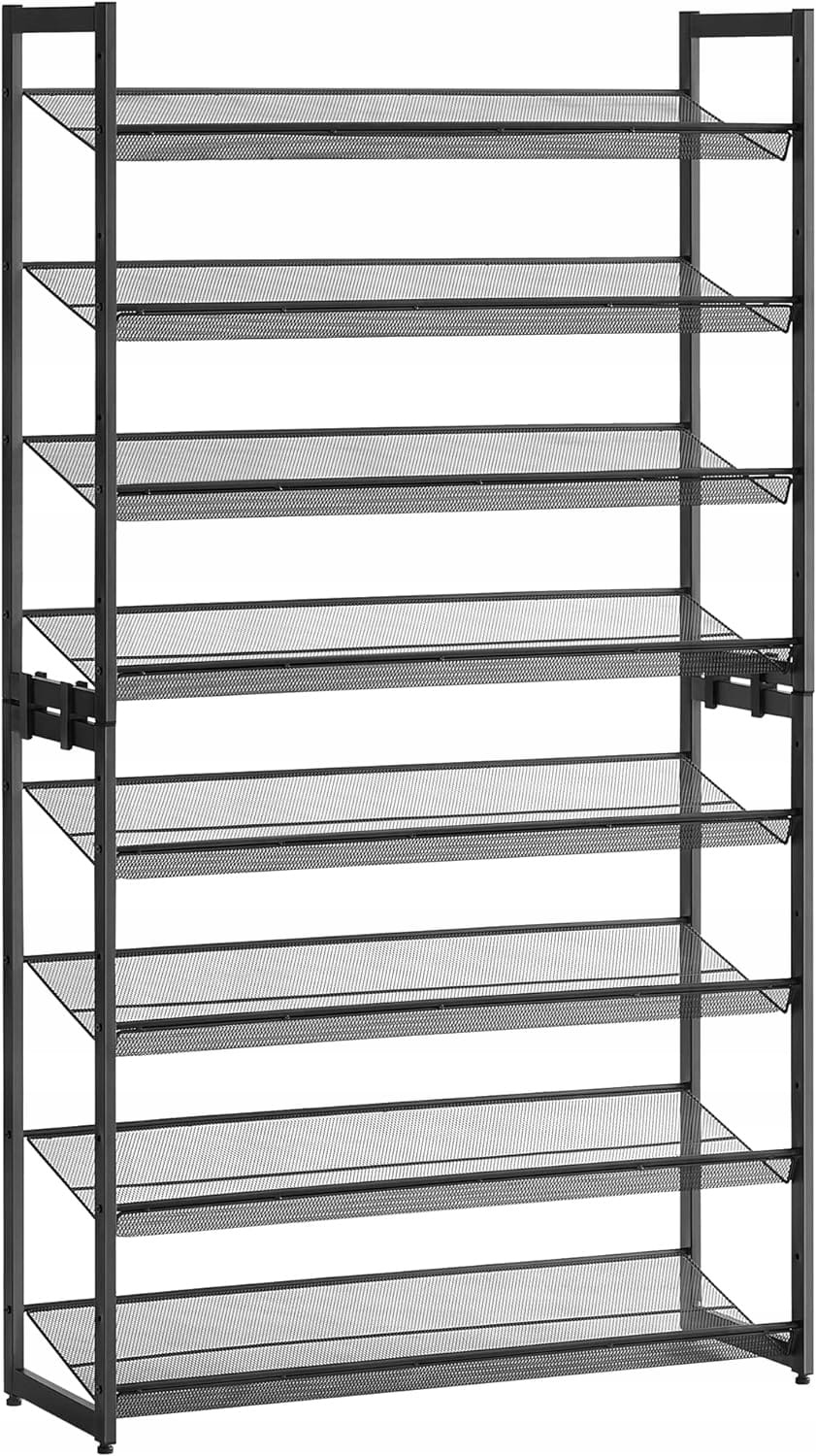 REGAŁ szafka stojak NA BUTY 92,51x163,6x30,71 cm 8 POZIOMÓW metalowy CZARNY